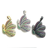 5pcs Butterfly Charms Zirconia Paved Bracelets Pendant 32x26mm