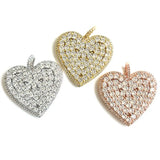 5pcs CZ Pave Heart Charms Pendant for Jewelry Making