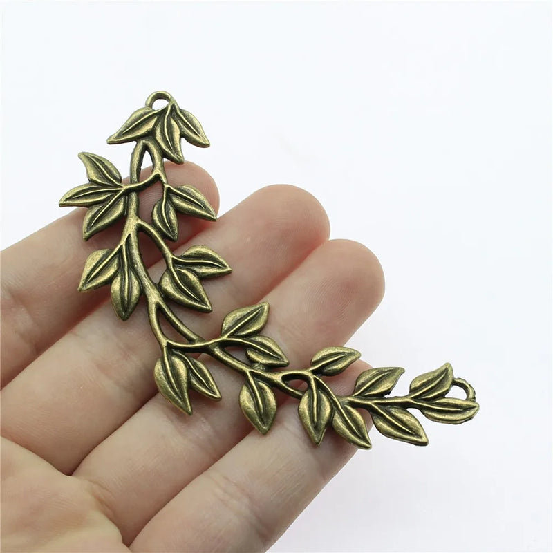 5pcs Big Leaves Pendant Charms Antique Bronze Leaf Charms Jewelry DIY