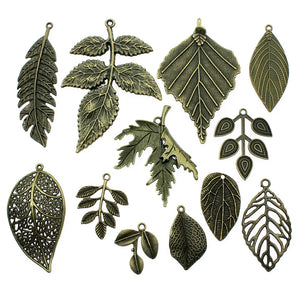 5pcs Big Leaves Pendant Charms Antique Bronze Leaf Charms Jewelry DIY