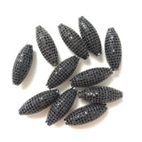 5pcs Zirconia Paved Olive Spacer Beads Women Jewelry Gold-Plated Accessory