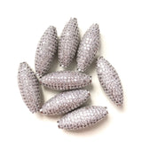 5pcs Zirconia Paved Olive Spacer Beads Women Jewelry Gold-Plated Accessory