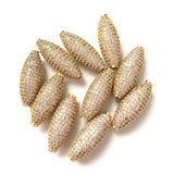 5pcs Zirconia Paved Olive Spacer Beads Women Jewelry Gold-Plated Accessory