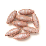 5pcs Zirconia Paved Olive Spacer Beads Women Jewelry Gold-Plated Accessory