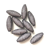 5pcs Zirconia Paved Olive Spacer Beads Women Jewelry Gold-Plated Accessory