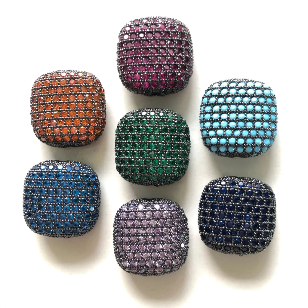 5pcs Colorful Zirconia Square Spacers Beads for Bracelet Making Gold-Plated