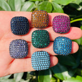 5pcs Colorful Zirconia Square Spacers Beads for Bracelet Making Gold-Plated
