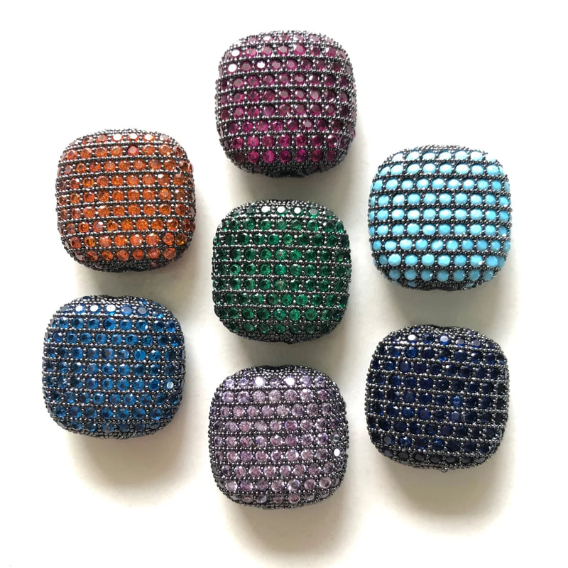 5pcs Colorful Zirconia Square Spacers Beads for Bracelet Making Gold-Plated