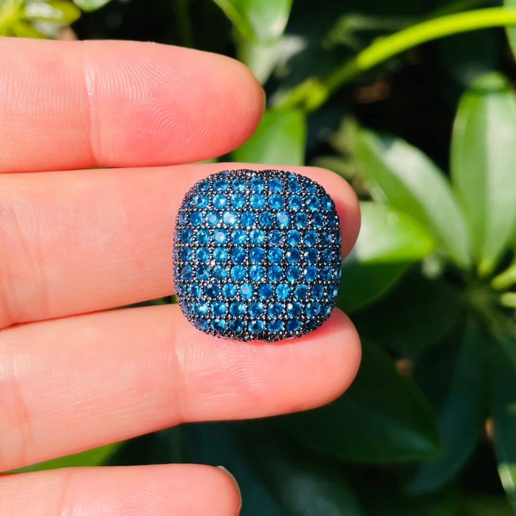 5pcs Colorful Zirconia Square Spacers Beads for Bracelet Making Gold-Plated