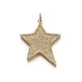 5pcs Zirconia Pave Star Charm Gold-Plate Pendant for DIY Jewelry