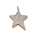 5pcs Zirconia Pave Star Charm Gold-Plate Pendant for DIY Jewelry