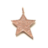 5pcs Zirconia Pave Star Charm Gold-Plate Pendant for DIY Jewelry