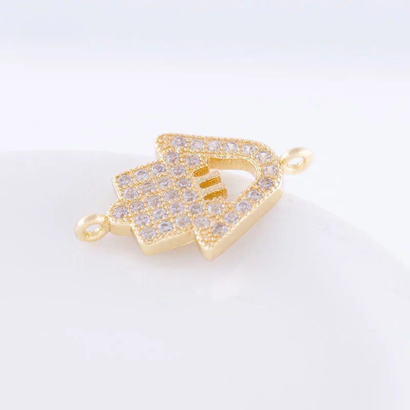 5pcs Zircon Hamsa Charms For Bracelets Making