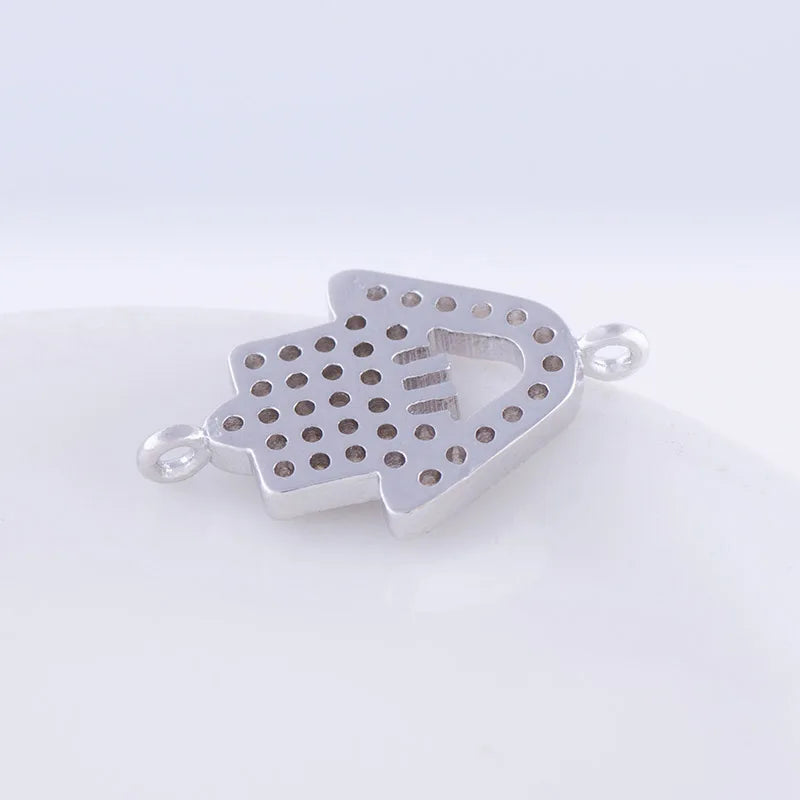 5pcs Zircon Hamsa Charms For Bracelets Making