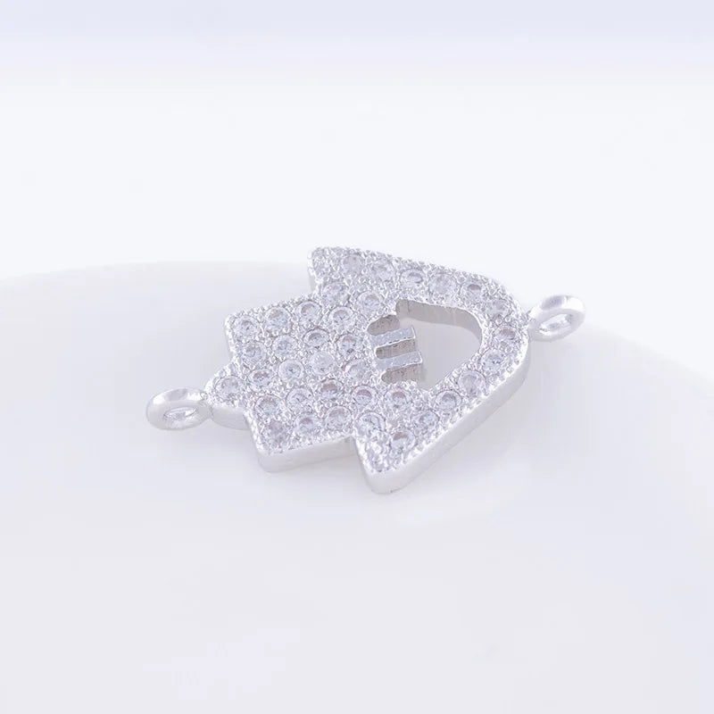 5pcs Zircon Hamsa Charms For Bracelets Making
