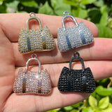 5pcs CZ Pave Pendant Hang Bag Charms Jewelry