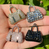 5pcs CZ Pave Pendant Hang Bag Charms Jewelry