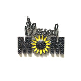 5pcs Blessed Sunflower Mom Zirconia Paved Word Charm Pendant for Mother's Gift