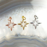 5pcs CZ Paved North Star Pendant for DIY Earrings Necklace