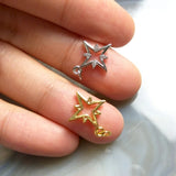 5pcs CZ Paved North Star Pendant for DIY Earrings Necklace