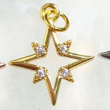 5pcs CZ Paved North Star Pendant for DIY Earrings Necklace