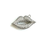 5pcs Bling Lip Charm Pendant Cubic Zirconia Rhinestone Paved Women Jewelry