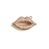 5pcs Bling Lip Charm Pendant Cubic Zirconia Rhinestone Paved Women Jewelry