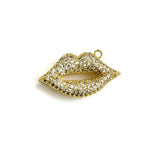 5pcs Bling Lip Charm Pendant Cubic Zirconia Rhinestone Paved Women Jewelry