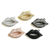 5pcs Bling Lip Charm Pendant Cubic Zirconia Rhinestone Paved Women Jewelry