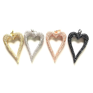 5pcs Heart Charms Pendant Zirconia Bling for Women Bracelet Necklace