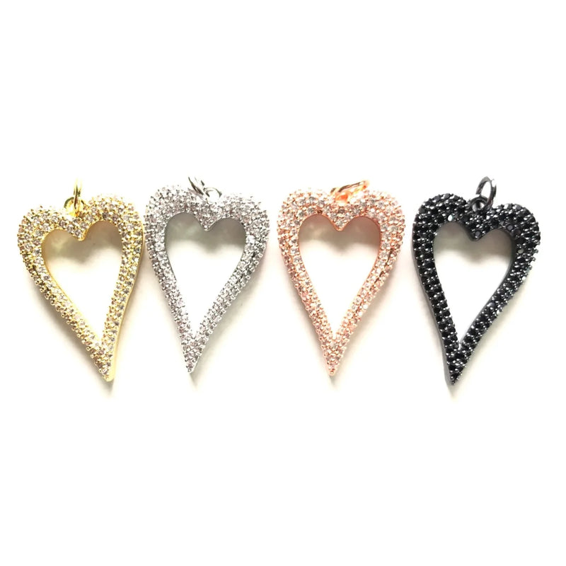5pcs Heart Charms Pendant Zirconia Bling for Women Bracelet Necklace