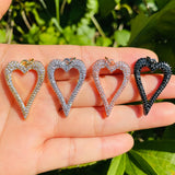 5pcs Heart Charms Pendant Zirconia Bling for Women Bracelet Necklace
