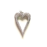 5pcs Heart Charms Pendant Zirconia Bling for Women Bracelet Necklace