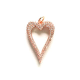 5pcs Heart Charms Pendant Zirconia Bling for Women Bracelet Necklace