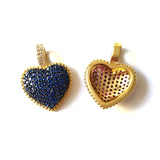 5pcs Green Fuchsia Zirconia Pave Charms Heart Pendants for Women
