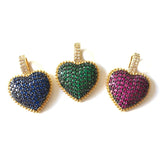 5pcs Green Fuchsia Zirconia Pave Charms Heart Pendants for Women