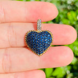 5pcs Green Fuchsia Zirconia Pave Charms Heart Pendants for Women