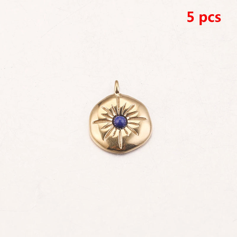 Boho Sun Flower Charms Gold-Plate Earring Pendants for DIY Jewelry