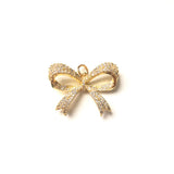 5pcs Bow Tie Charms Cubic Zirconia Bling Pendants DIY Jewelry Supply