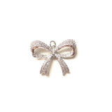 5pcs Bow Tie Charms Cubic Zirconia Bling Pendants DIY Jewelry Supply