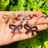5pcs Bow Tie Charms Cubic Zirconia Bling Pendants DIY Jewelry Supply