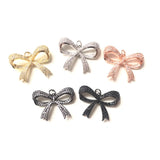 5pcs Bow Tie Charms Cubic Zirconia Bling Pendants DIY Jewelry Supply