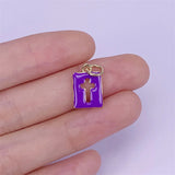 5pcs Brass Enamel Rectangle Cross Pendants Charms for Jewelry Making