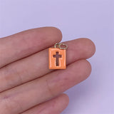 5pcs Brass Enamel Rectangle Cross Pendants Charms for Jewelry Making