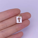 5pcs Brass Enamel Rectangle Cross Pendants Charms for Jewelry Making