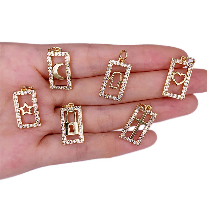 5pcs Zirconia Charms Pendants for Necklace Bracelet Making