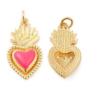 5pcs Brass Heart Pendants for Necklace Making DIY Crafts 24x13x4mm