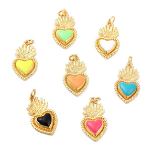 5pcs Brass Heart Pendants for Necklace Making DIY Crafts 24x13x4mm