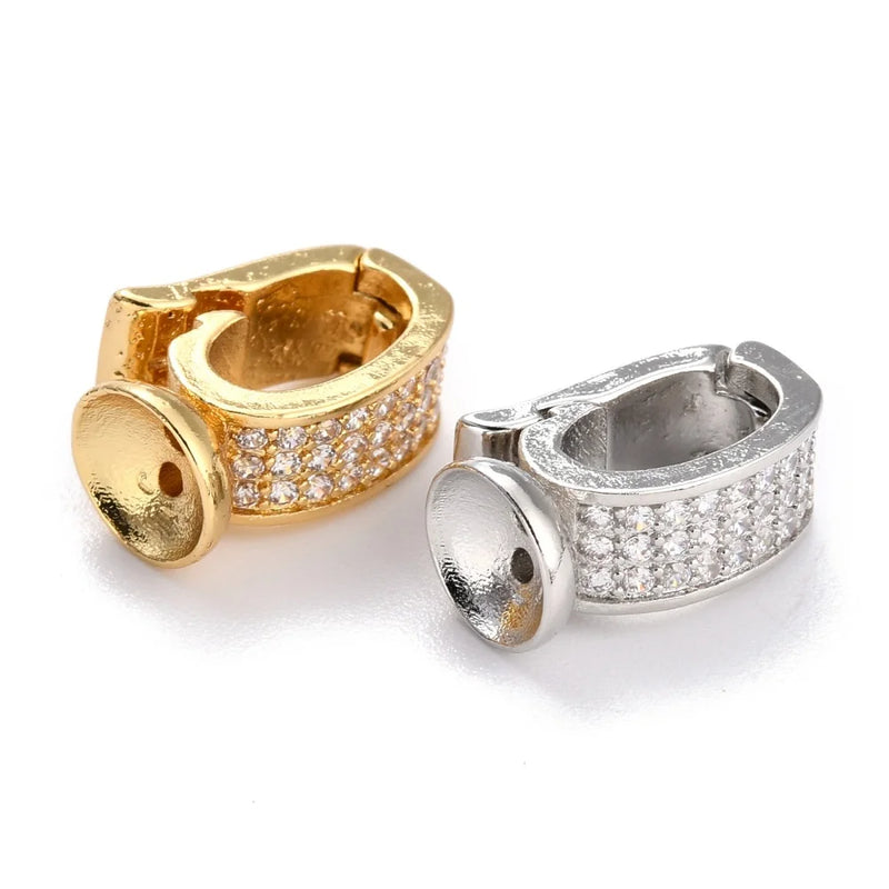 5pcs Brass CZ Bead Cap Enhancers Jewelry Making 11x16x8mm