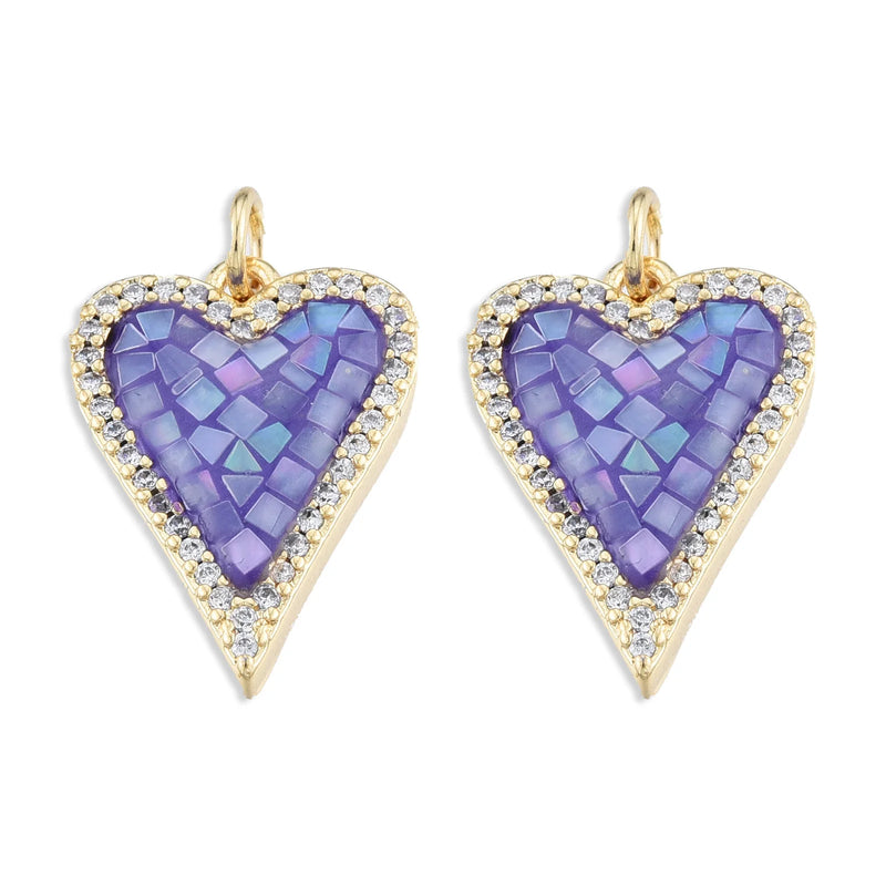 5pcs Micro Pave CZ Heart Pendants DIY Jewelry Making